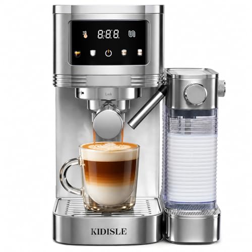 KIDISLE 20 Bar Espresso Machine with Auto Milk Frother & Touchscreen, 1350W