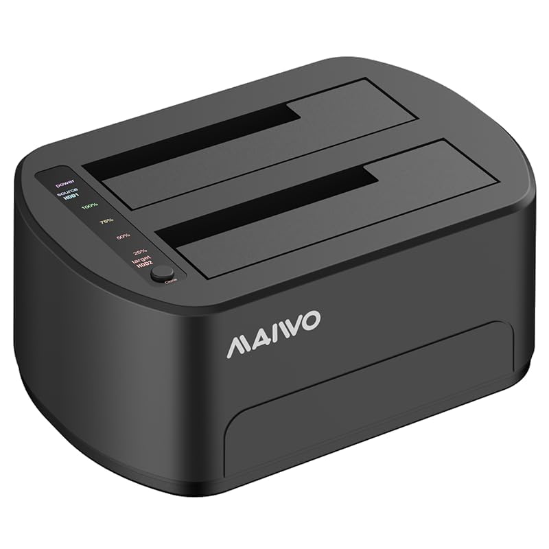 Image of MAIWO External Hard Drive Docking Station for 2.5 /3.5 inch SATA HDD /SSD with Offline Clone, 5Gbps Support UASP, 36TB Capacity, Dual Bay USB 3.0 to SATA Adapter Duplicator
