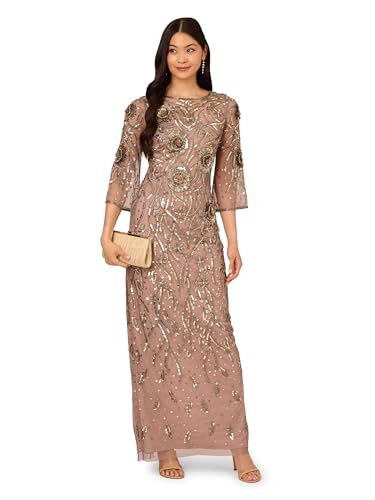 Image of Adrianna Papell Women's Beaded Mesh Long Dress
