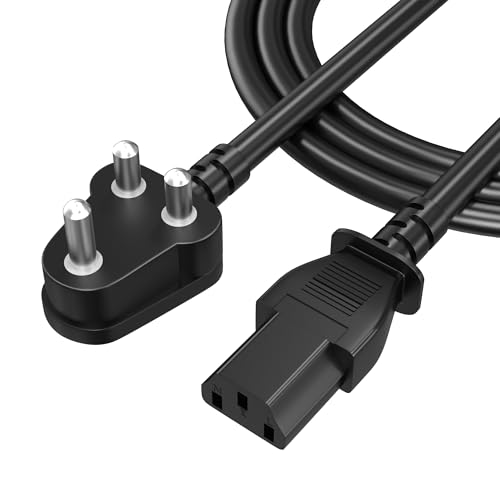 Image of Sounce 1.8M Power Cord Replacement Cable with India Plug and IEC Connector 3 Pin Heavy Duty Power Cable for Desktop PC Monitor Printer TV SMPS Projector Gaming Console and More Durable (Black)