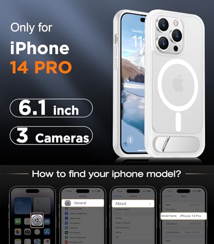 Image of Magnetic Compatible with iPhone 14 Pro Case, [Built-in Invisible Kickstand][Compatible with MagSafe] [Military Grade Shockproof] Slim Translucent Matte Phone Case for iPhone 14 Pro 6.1 inch