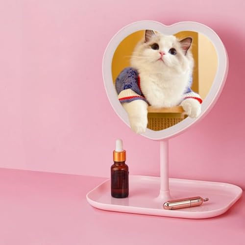 Espejo de maquillaje en forma de corazón con luz LED miniatura 2