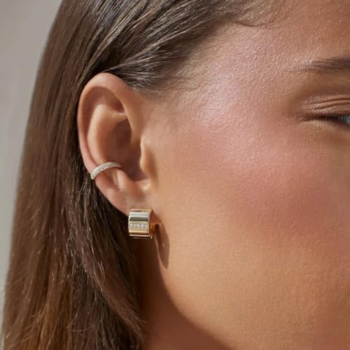 Image of Obidos 14K Gold Plated Illusion Stud Earrings for Women | Triple Huggie Hoop Earrings for One Hole| Trendy Simple Hypoallergenic Fashion Accessories Gold Jewelry Gifts for Womens