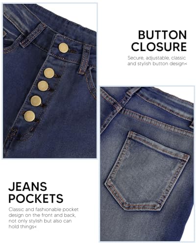 KIWI RATA High Waisted Jeans with Pockets, Boyfriend Butt Lifting Stretch Jeans, Casual Denim Skinny Y2K 90s Pants2