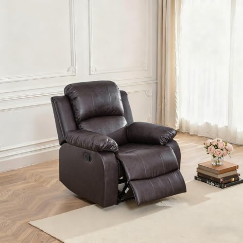 Sillón reclinable cuero marrón miniatura 1