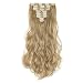 8PCS Clip in Hair Extensions Straight Wavy Curly Full Head Women Colorful Highlight Ombre Hairpiece—24" Curly,Ash Blonde #24