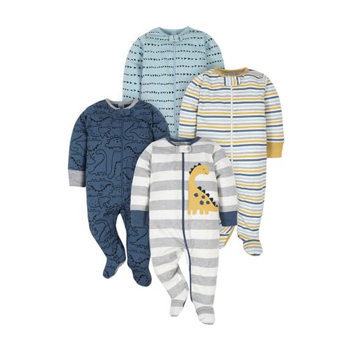 Image of Gerber Baby Boys' 4 Pack Sleep 'N Play Footie