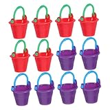 FRCOLOR 12 Piezas Miniatura Cubos Plásticos para Micro Paisajes y Casas de Muñecas Decoración Versátil para Jardines Miniatura y de Playa Detallados y Resistentes de Abs Colores y Rojo