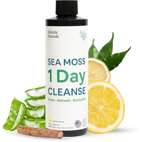 Atlantic Naturals - 1 Day Colon Cleanse Full Body Detox Drink - Sea Moss Supplement for Women & Men, Gut Health, Kidney & Liver Immune Energy Enhancer Gut Cleanse - Lemon Flavor Juice Cleanse, 8 fl oz Cover