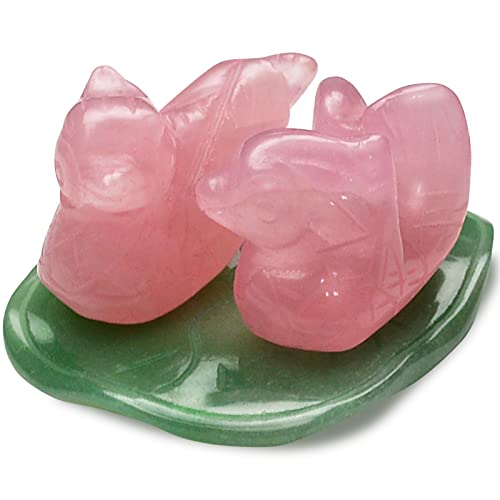 Patos mandarina de cuarzo rosa en aventurina Lotus/Fengshui Adornos de 3,8 cm de ancho, pulsera de cuerda roja Mxsabrina Y1372 (3,8 cm)