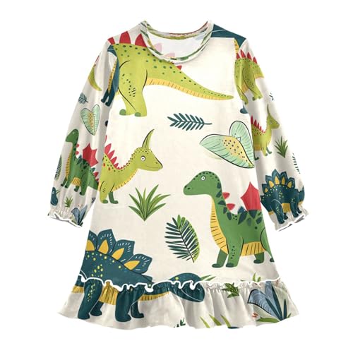 Bolaz Nightgowns Sleepwear Lightweight Nightdress Soft Pajamas Dress Green Red Dinosaur for 3-10 Years