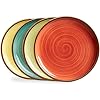 ONEMORE Porcelain Plates Set 105 inch Large Dinner Plates for Salad Dessert Ceramic Serving Plate Set of 4 Microwave and Dishwasher Safe