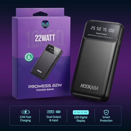 Image of Hookaba 10000mAh Power Bank 22W Fast Charge | Slim Portable Powerbank for Apple & Android | Type-C PD Fast Charging Mobile | Best Powerbank for Travel & Daily Use