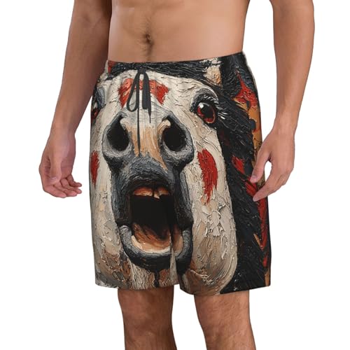 Men's Beach Shorts Board Casual Quick Dry Swim Trunks Holiday - Native American Indian Horse Funny2