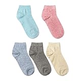 Texlon Kids Ankle Length Cotton Thick Terry Spandex Sports Socks For Girls (Pack of 5)(Multicolor)(Age 8 Year - 10 Year)
