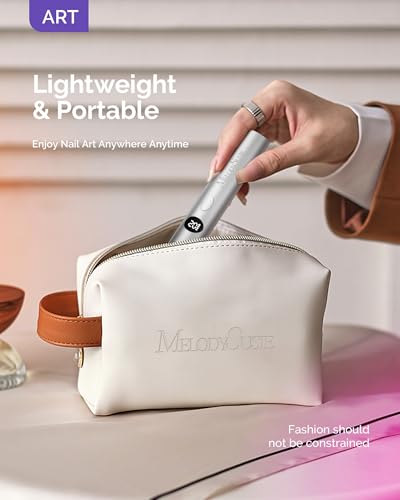 Image of MelodySusie Handheld Cordless UV Nail Lamp with LCD Display & Optical Lens, P-Art01G Rechargeable Mini UV LED Light Flash Cures All Soft Gels, Especially Rhinestone Glue & Liner Gel Silver