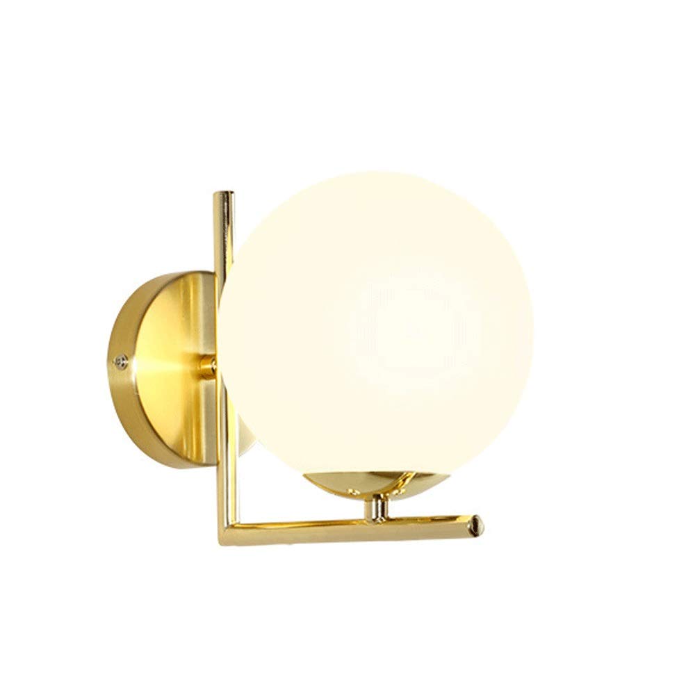 SXECAEPS Wall Lamp Sconce with Milky White Glass Globe Lampshade, Nordic Modern Bedside Bedroom Metal Lights Fixture, E27 Socket 1 Light Mount Lighting Accessories