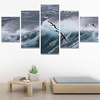 SIGNWIN 5 Panel Canvas Wall Art Birds Closeup Multicolor Photography Realism Relax/Calm Romantics for Home Decorations Ready to Hang - 60