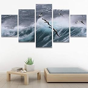 SIGNWIN 5 Panel Canvas Wall Art Birds Closeup...