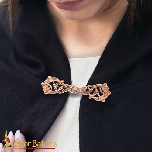 Image of Lord of Battles Viking Cloak Clasp Bronze Cloak Pin Celtic Brooch Pin for Cloak Scarf, Shawl Handmade Lost-Wax Cast Bronze