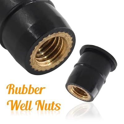 12Pairs M6 Rubber Well Nuts Neoprene Expansion Brass Nuts Fairing Universal Motorcycle Fasteners with Stainless Steel Pozi Screws for Canoe, Boat, Kayak