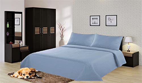Gorgeous Home Linen Nena King Coverlet Bedspread Stippling Stitch Bed Dressing Reversible (Dust Blue Slate)