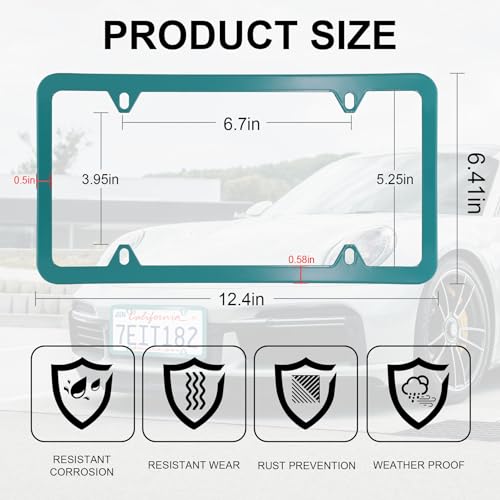 image for LivTee 4 Holes Stainless Steel License Plate Frames, 2 PCS Car Licence