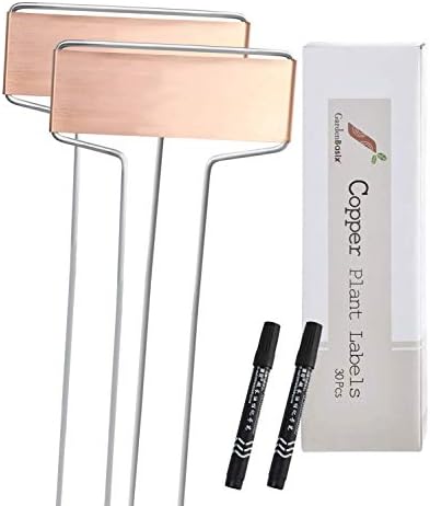 30 Copper Garden Plant Tags Planting Labels Reusable Gardening Markers with 2 Marker Pens for Patio Vegetable Herbs Flowers Nursery Seeding 10.8''