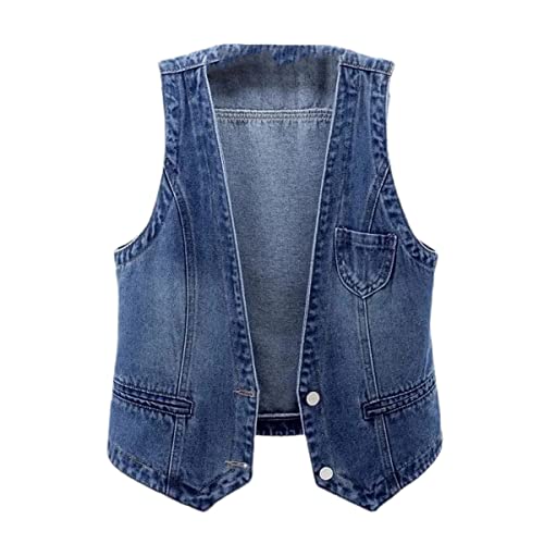 Gilet en jean pour femme veste courte sans manches pour l'automne
