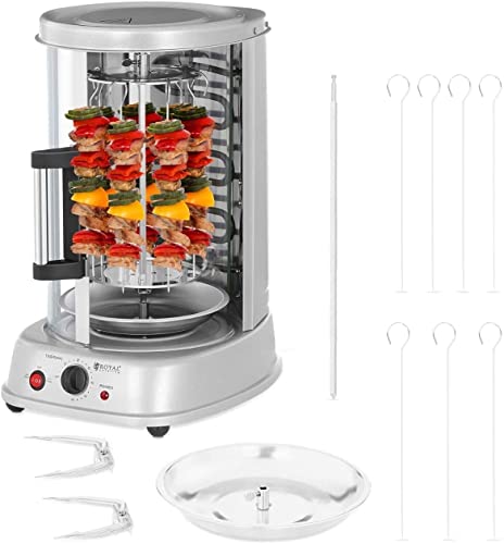 Royal Catering Asador Vertical Giratorio Grill RCGV-1400 (3-in-1, 1.500 W, Temperatura hasta 120 °C, Temporizador 60...