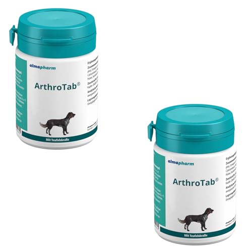 Almapharm ArthroTab | Doppelpack | 2 x 160 Tabletten | Ergänzungsfuttermittel für Hunde | Zur Förderung der Gelenksfunktionen | Mit Teufelskralle, Brennnessel und Zink