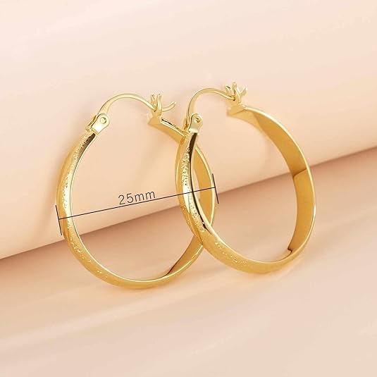 DZCYAN 14K Gold Hoop Earrings for Women, Large Gold Hoop Earrings 14K Gold Earrings for Women Trendy Gold Jewelry for Womens Earrings 14K Karat Gold Hoop Earrings 25mm - Image 3