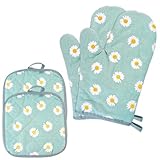 1 Paire Gants de Cuisine Coton avec 2, Coton avec 2 Maniques Cuisine Lavable Gant, Cotons ...