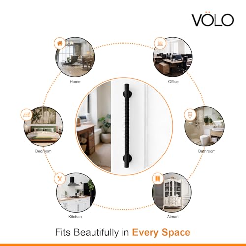 Image of VOLO Main Door Pull Push Handle for Main Entry | Interior Exterior Use | Modern Home Office Door Hardware Pull Handle | (Black, 12 Inch (300MM), Pack of 1 Piece (K-59))