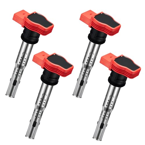 Image of Set of 4 Ignition Coil UF529 Compatible with Audi A4 A5 A6 A7 A8 Q5 Q7 R8 S8 S5 S4 Compatible with Volkswagen Touareg Replacement 06E905115E for Gallardo Panamera