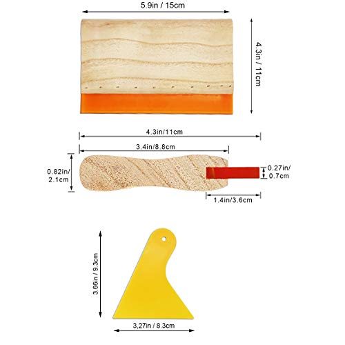 Worown 4 Pieces 4 Sizes Screen Printing Squeegee, 2 Sizes 75 Durometer Wooden Ink Scraper (9.4 and 5.9 inch), 2 Sizes Plastic Ink Scraper (6.8 and 3.3 inch), Screen Ink Scraper for Screen Printing