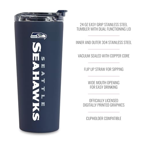 Image of Rico Industries NFL Football 24oz Stainless Steel Tumbler with Lid and Dual Functioning Lid