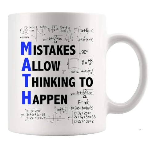 Mistakes Allow Thinking to Happen Math Teacher Gifts End of the Year Appreciation Gift Math Lover Ceramic Mug 11 oz White