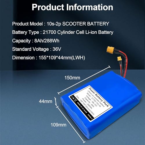 36V 8Ah Lithium Battery Pack 10S2P for Electric Skateboard Compatible with Meepo V5/ER/ MiNi5, Electric Longboard for Adults