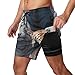 Two Tigers Men's Swim Trunks with Compression Liner Summer Bathing Suit Beach Shorts with Pockets XL