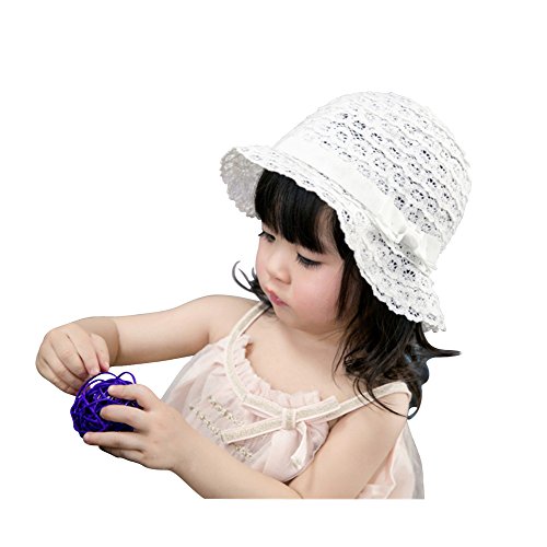 jerague Toddler Baby Girl Breathable Sun Hat Kids Floppy Foldable Summer Swim Lace Babies Hats White 6-12 Monts