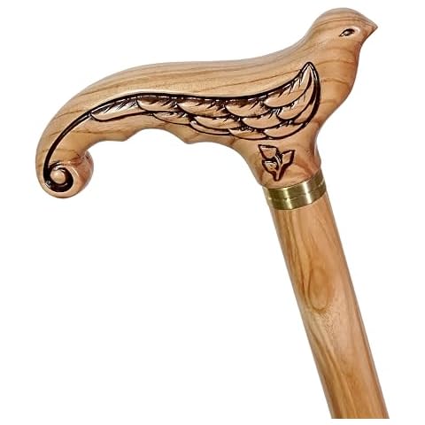 GC-Artis Elegant Pretty Swallow Bird Wood Carved Walking Stick Cane for Women Ladies Fashionable Dressy Designer Wooden Art - Light Wood Cover