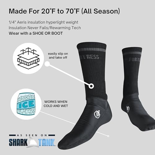 Fortress SockPro 2.0 Insulated Performance Socks, 1 Pair – Moisture-Wicking, 4-Way Stretch, USA MADE Aeris 2503