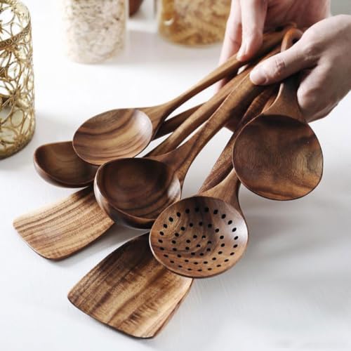 Cucharas pequeñas de madera elegantes IMIKEYA con acabado resistente y duradero 6