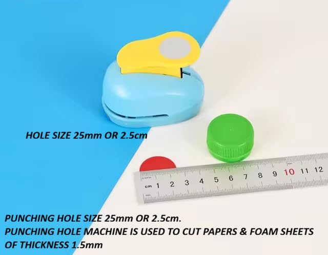 Image of One Mini Paper Punch Machine for Office & School | 1 INCH Heavy Duty 1 Hole Paper Punch | Durable Metal Punching Machine (Will Get Any Colour) for Paper, Files & Documents | Smooth Handle, Compact