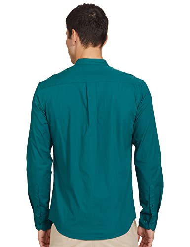 Image of Amazon Brand - Symbol Men's Solid Cotton Shirt | Chinese Collar | Casual | Plain | Full Sleeve | Summer-Regular Fit (Available in Plus Sizes)