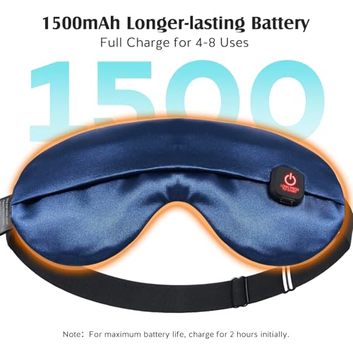 YFONG Cordless Heated Eye Mask for Dry Eyes, Warm Eye Compress for Stye, Blepharitis, Chalazion, MGD, Washable Heating Eye Mask for Sleeping, Travel, Office Nap, Perfect Light Blocking (Blue) - Thumbnail 4