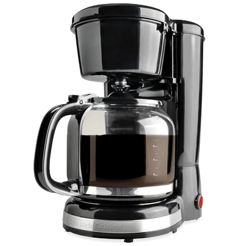 Complete Cuisine CC-1203-12C 12-Cup Coffee Maker, Stainless-Steel Coffee Maker with Glass Coffee Pot Carafe and Reusable Coffee Filter