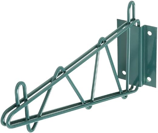 Express KitchQuip Epoxy Green Wall Mounting Bracket for Wire Shelving | Double Bracket for Commercial, Retail or Home Use | NSF Certified | Set of 2 Brackets | (24