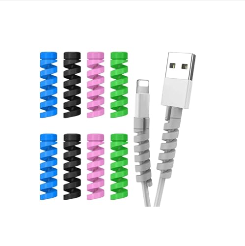 Image of 3 Pack Spiral Cable Protectors & Wire Protectors Spring Wire for All Wired Accessories for USB Charger, Data Cable, Headphones, MacBook, Laptop, Elastic Cord Saver (Multi-Color)